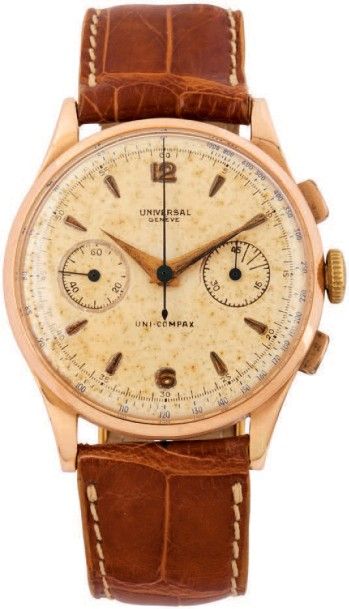 UNIVERSAL GENEVE «Uni-Compax» N°1451208 vers 1940
Beau chronographe bracelet en or...