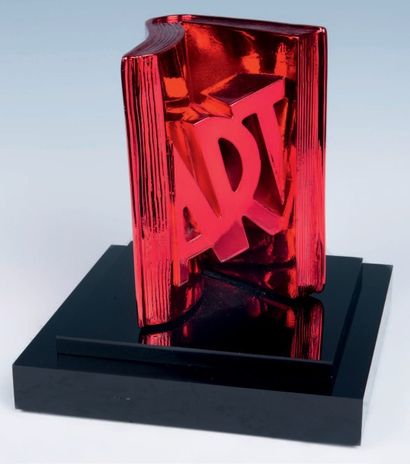 F&G Happy Day's Sculpture red chrome sur socle Dimensions en cm 26 x 28 x 26