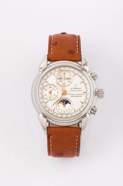 null ETERNA "Collection 1948" vers 2000

Beau chronographe bracelet en acier. Boitier...