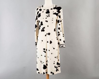 LEONARD Fashion, LEONARD Lot de deux robes en jersey de laine ivoire imprimée d'un...