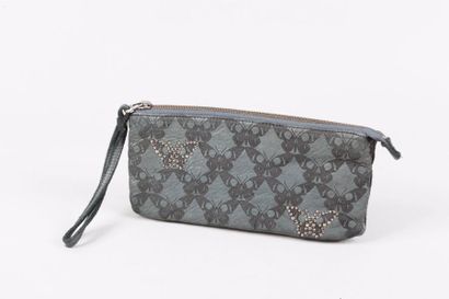 ZADIG ET VOLTAIRE Pochette 22 cm en cuir gris vert embossé de papillons, certains...