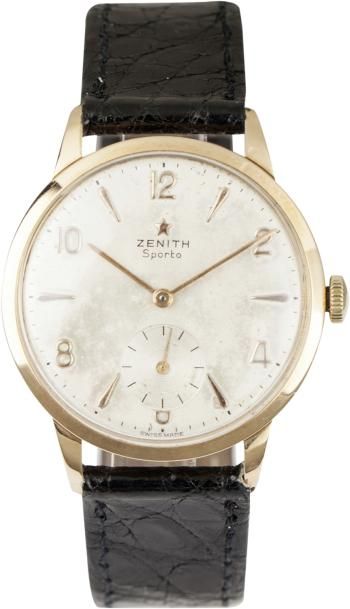 null ZENITH « Sporto » vers 1940 - Montre bracelet en or rose. Boîtier rond. Cadran...