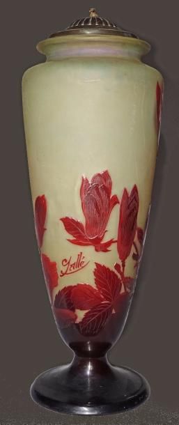 null Emile GALLÉ

Vase balustre en verre multicouches à décor de branchages fleuris...
