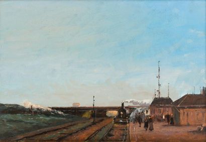null Luigi LOIR (1845-1916) 

L'arrivée du train en gare

Huile sur panneau, signée...