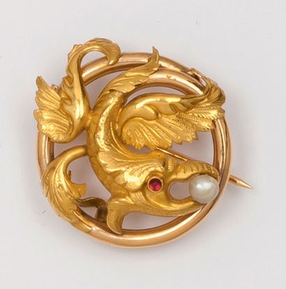 Broche pendentif « Chimère » en or jaune...