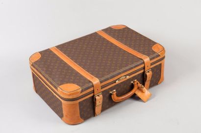 LOUIS VUITTON Valise « Stratos » en toile monogram et cuir naturel, fermeture éclair...