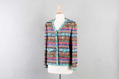 CHANEL Haute Couture n°55292 Veste en tweed de laine à effet de rayures multicolores,...