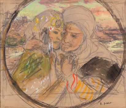 null Etienne DINET (1861 - 1929)

Couple amoureux

Aquarelle sur traits de crayon,...