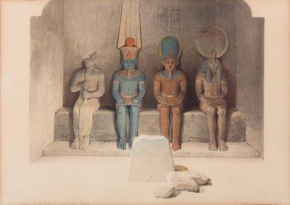 null David ROBERTS (1796 - 1864) Intérieur du temple d’Abu Simbel Estampe, titrée...