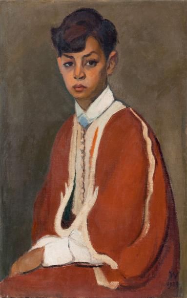 null Ecole orientaliste du début du XXème siècle Portrait de jeune tunisien Huile...