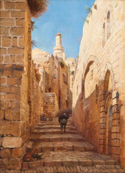 Gustave BAUERFEIND (1848-1904) Rue à Jérusalem...