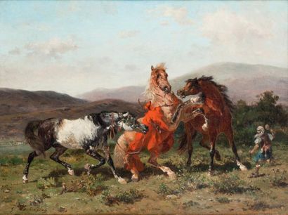Georges WASHINGTON (1827-1910) Trois chevaux...