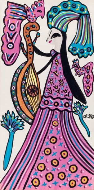 BAYA (1931-1998) Femme oiseau et instruments...