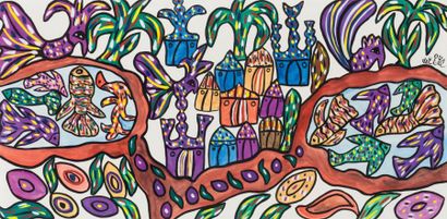 null BAYA (1931 - 1998)

Ecole algérienne

Village algérien avec fleurs et poissons

Gouache...