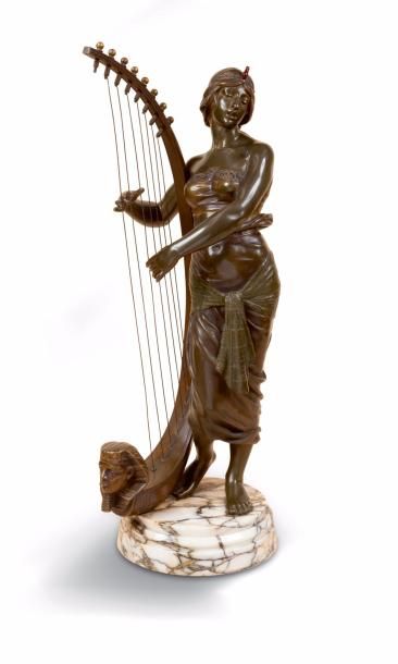 null Georges Charles COUDRAY (1883-1932) (D’après) La joueuse de Harpe Epreuve en...