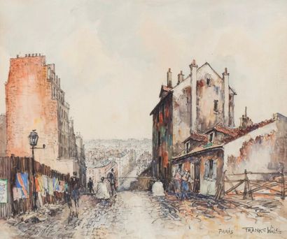 null FRANK-WILL (1900-1951) Vieille rue à Paris Aquarelle et crayon, signée en bas...