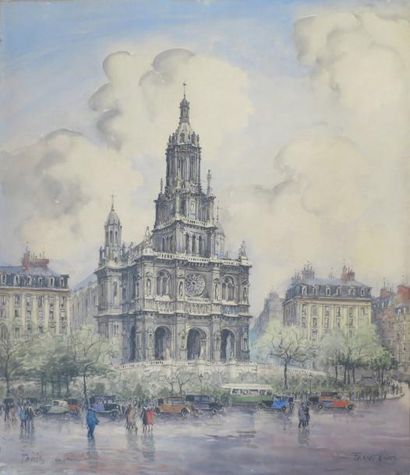 null FRANK-WILL (1900-1951) Eglise de la Sainte-Trinité, Paris Aquarelle et crayon,...