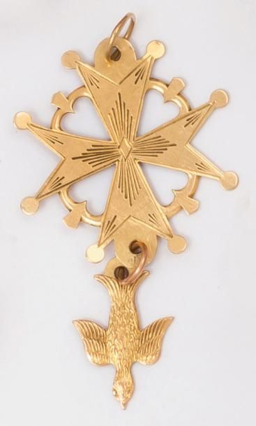 Pendentif « Croix Huguenote » en or jaune...