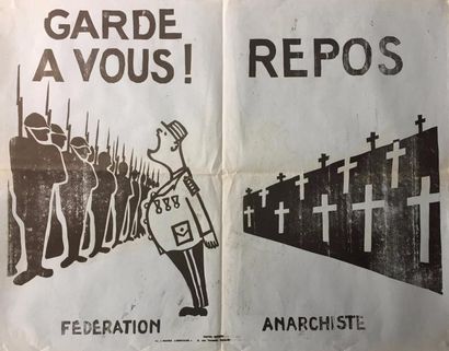 null "Garde à vous! Repos".

Affiche-placard de la Fédération Anarchiste. Impression...