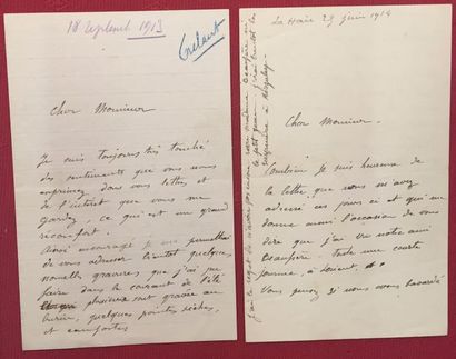 null Jean FRELAUT (1878-1954) Peintre.

Deux lettres autographes signées, adressée...