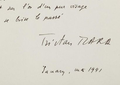null Tristan TZARA (1896-1963) Ecrivain dadaïste.

"Lointaine".

Poème autographe...