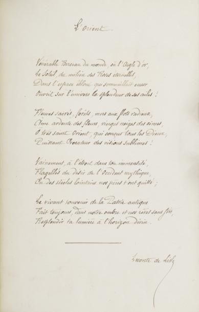 null Charles LECONTE de LISLE (1818-1894) Ecrivain.

Manuscrit de cinq poèmes autographes...