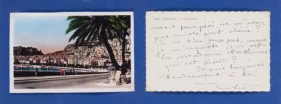 null COLETTE. 

Carte postale manuscrite et signé par Colette, adressée de Monaco....