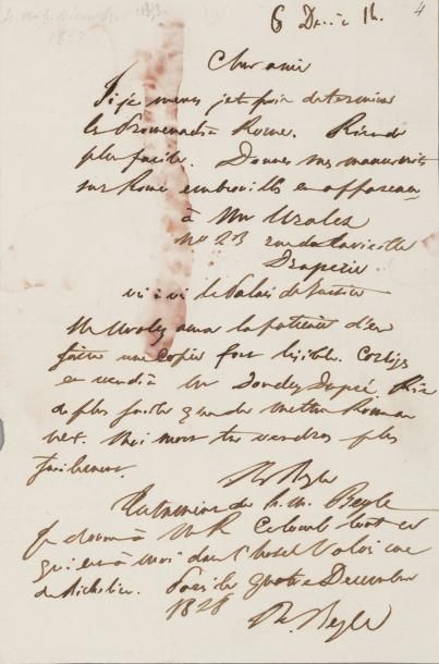 null STENDHAL Henri Beyle, dit (1783-1842) Ecrivain.

Testament autographe signé...