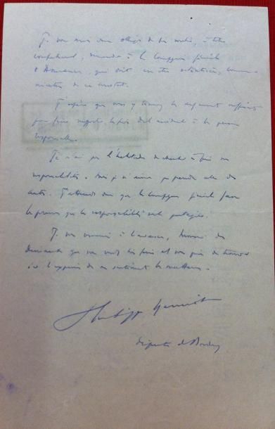 null Philippe HENRIOT (1889-1944). 

Lettre autographe signée datée du 4 juin 19...