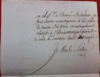 null Lazare CARNOT (1753-1823) Mathématicien, Général et Homme politique.

Lettre...