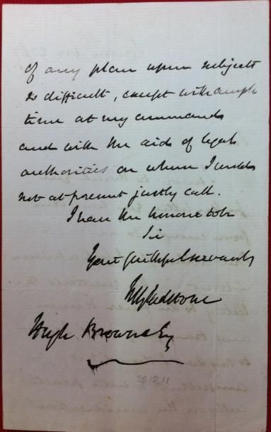 null William Ewart GLADSTONE (1809-1898) Homme politique britannique. 

lettre autographe...