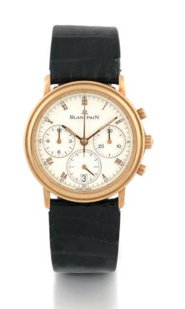BLANCPAIN “Villeret chronographe” n°825 vers 2000 Beau chronographe bracelet en or...