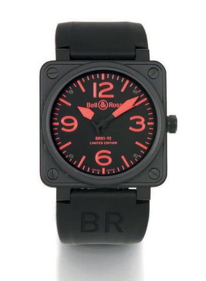 BELL & ROSS BR01-92 LIMITED EDITION ROUGE n° 355/500 vers 2012 Grande montre bracelet...