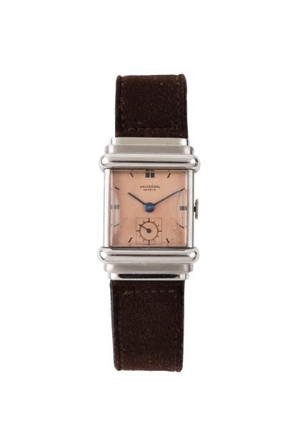 null UNIVERSAL GENEVE vers 1940

Belle montre bracelet en acier. Boîtier rectangle,...