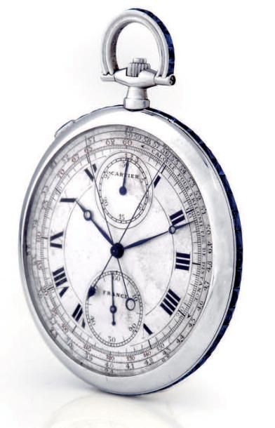 CARTIER SPLIT SECOND CHRONOGRAPH, PLATINUM AND SAPPHIRE
Cartier, case No. 9467. Made...