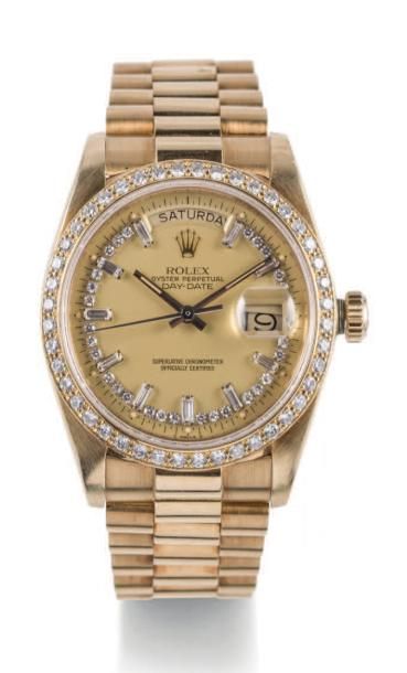 ROLEX DAY-DATE DIAMONDS YELLOW GOLD
Rolex, "Diamonds Day-Date", case number 8202831,...