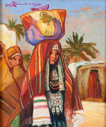 null Martin LINDENAU (né en 1948) La mariée tunisienne Huile sur toile, signée en...
