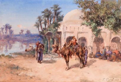 null Paul PASCAL (1867-?) A l'entrée de la mosquée, 1903 Aquarelle et gouache, signée...