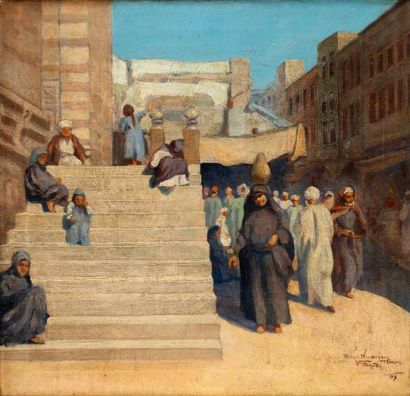 null Václav PRIHODA (1888-1941) Mosquée au Caire, 1909 Huile sur toile, signée en...