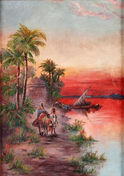 null Ecole orientaliste du XXème siècle

Coucher de soleil sur le Nil

Huile sur...