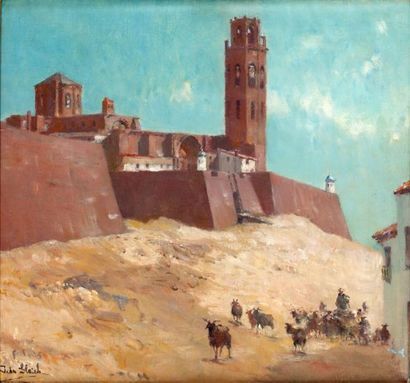 null John GLEICH (1879-) La forteresse Huile sur toile, signée en bas à gauche. 32...