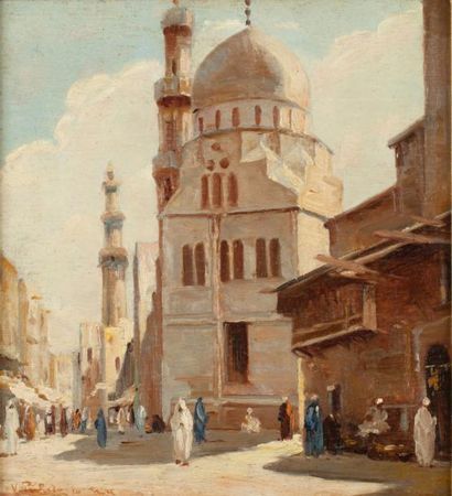 null Václav PRIHODA (1888-1941) La mosquée du Caire Huile sur panneau, signée en...