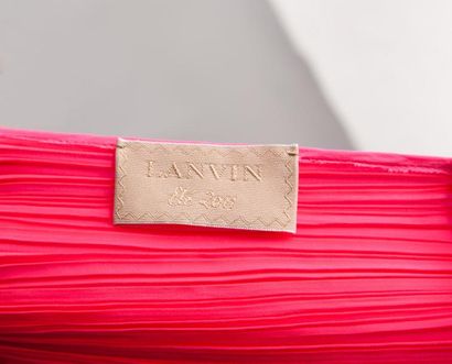 LANVIN Par Albert Elbaz Eté 2011 Mini robe en satin de soie entièrement plissée rose...