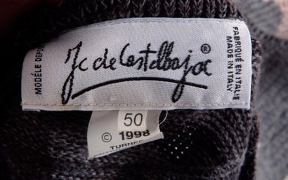 JC de CASTELBAJAC 1998 Pull Homme en maille de coton dégradé gris, encolure ronde,...