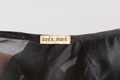 GRES Paris Circa 1970 Ample cape en gazar noire à capuche dans le goût du 17ème siècle,...