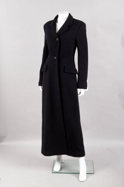 DOLCE ET GABBANA Manteau en lainage noir à col châle cranté, simple boutonnage, manches...