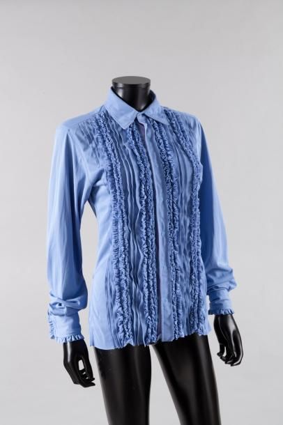 Jean Paul GAULTIER Homme chemise en jersey lavande à petit col, simple botonnage...