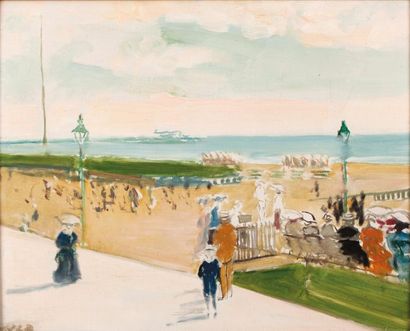 Jacques-Emile BLANCHE (1861-1942) La promenade de Brighton
Huile sur toile.
Monogrammée...