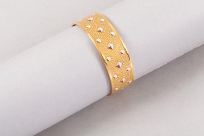 HERMÈS Paris made in France *Bracelet jonc 25mm en métal doré émaillé dans les tons...