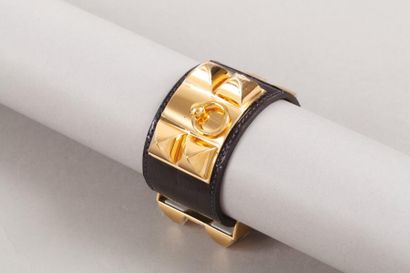 HERMÈS Paris made in France Année 2016 *Bracelet manchette “ Collier de Chien “ 40mm...
